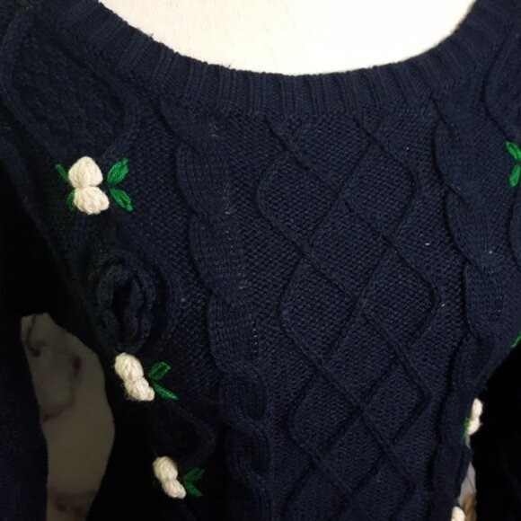 POL Navy Embroidered Cable-Knit Sweater - Picture 5 of 12
